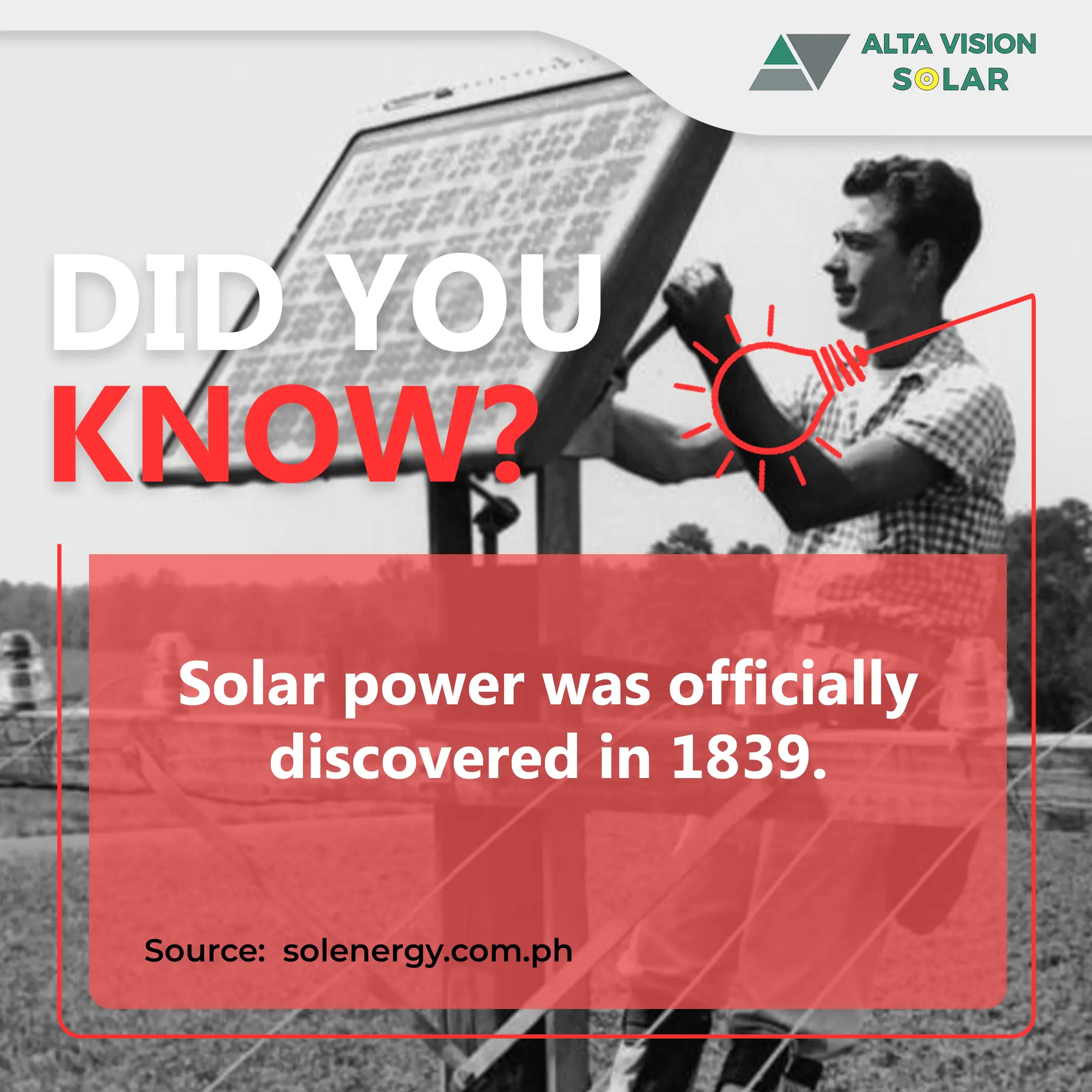 Solar power was officially discovered in 1839
