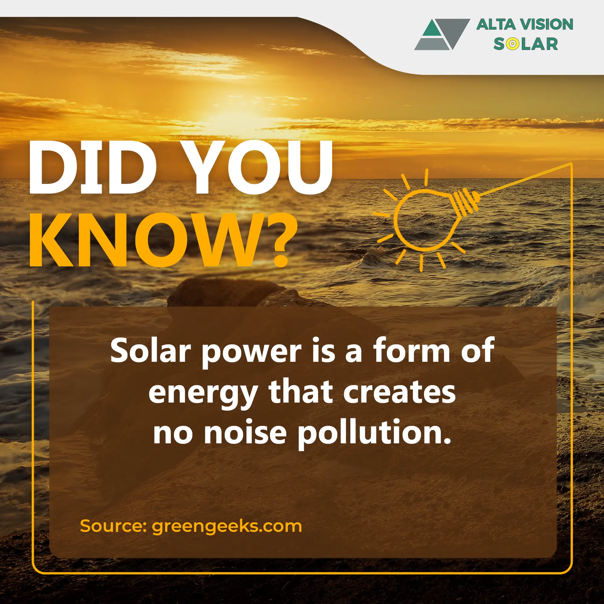 Solar power is a form of energy that creates no noise pollution